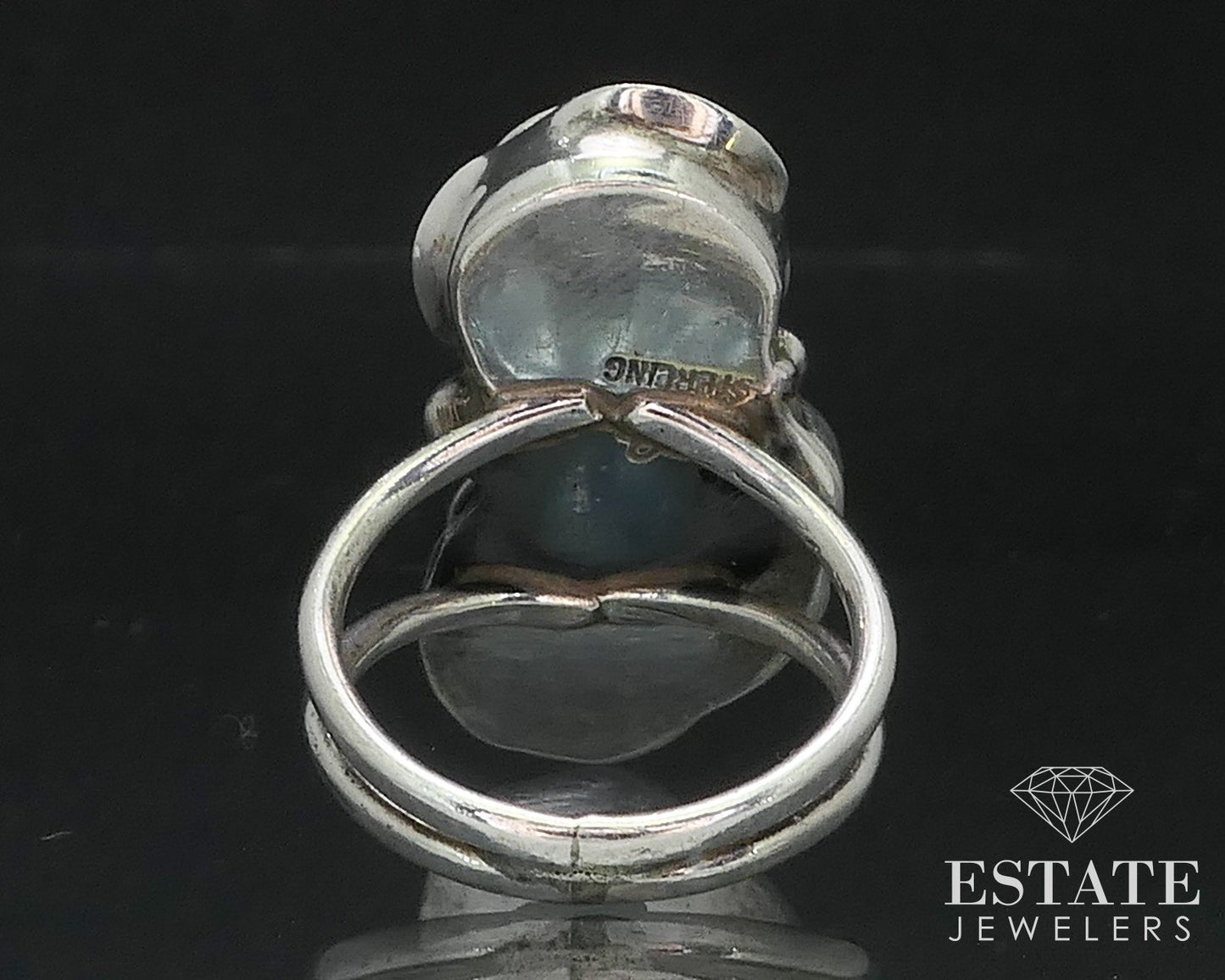 Vintage Sterling Silver Signed Natural Black Onyx Navajo Ladies Ring 7.1g i17346