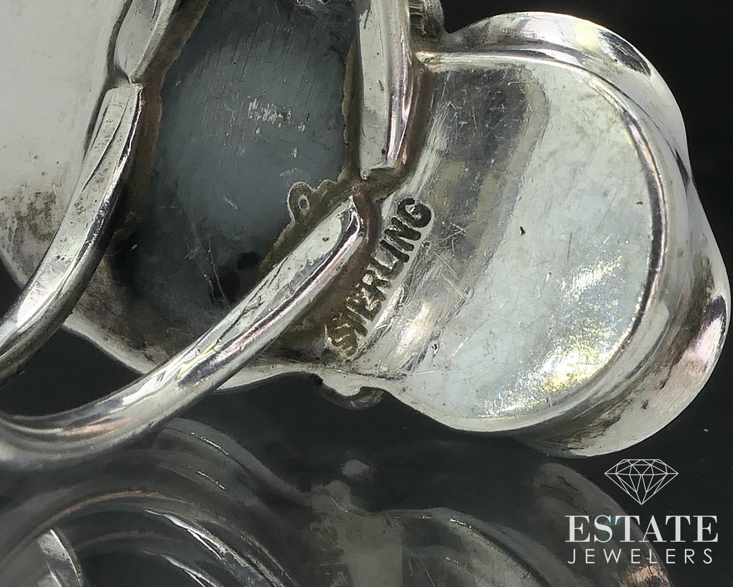 Vintage Sterling Silver Signed Natural Black Onyx Navajo Ladies Ring 7.1g i17346