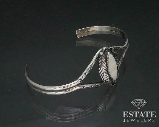 Vintage Sterling Mother of Pearl Navajo Roy Buck Cuff Bracelet 10g i17342