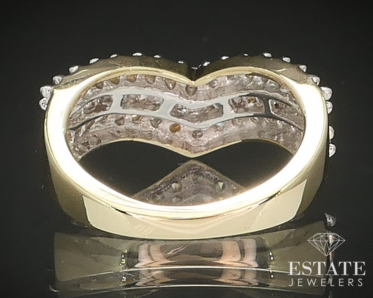 Vintage 14k Yellow Gold Natural .60ctw Diamond Ladies Band Ring 4g i17373b