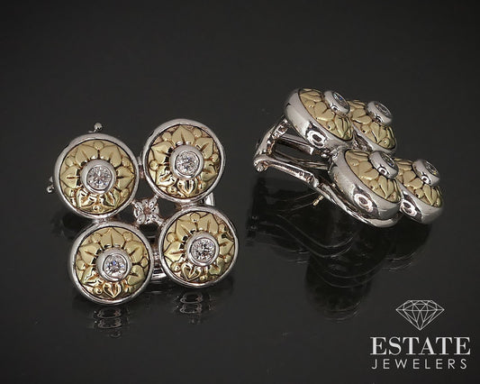 18k & Sterling LAGOS Arcadian Natural Diamond Omega Back Earrings 24.8g i17393