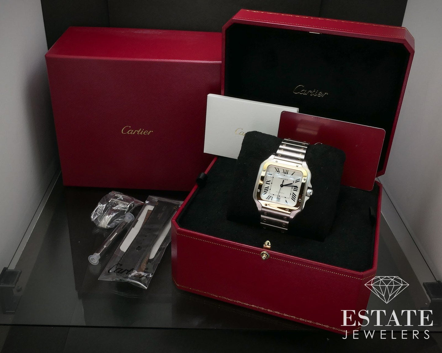 Cartier Santos De Cartier 18k & Stainless W2SA0009 Automatic Mens Watch i17407