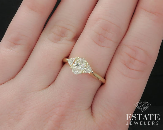 18k Yellow Gold Oval Natural .90ctw Diamond Engagement Ring 3.2g i17433