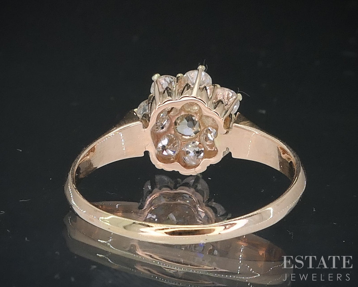 Antique 10k Yellow Gold Natural .65ctw Diamond Cluster Ladies Ring 2.8g i17421