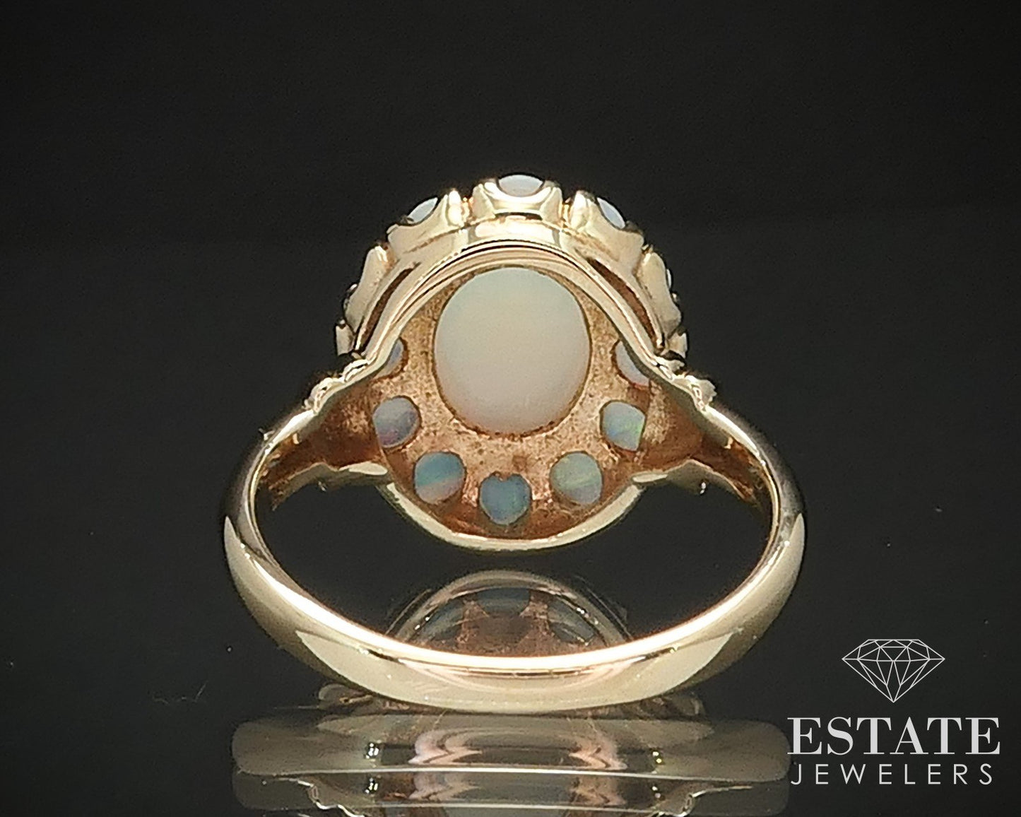 Antique 10k Yellow Gold Natural Opal Ballerina Ladies Ring 3.1g i17418