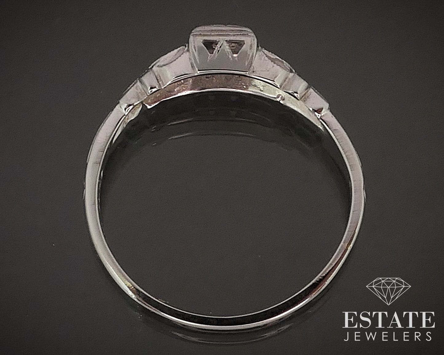 Antique 18k White Gold Natural .03ct Diamond Engagement Ring 1.5g i17423
