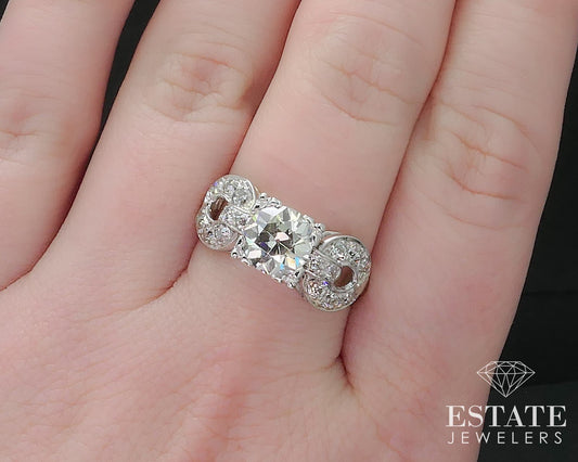 Antique Deco Platinum European Natural 1.47ct Diamond Engagement Ring 7g i17413