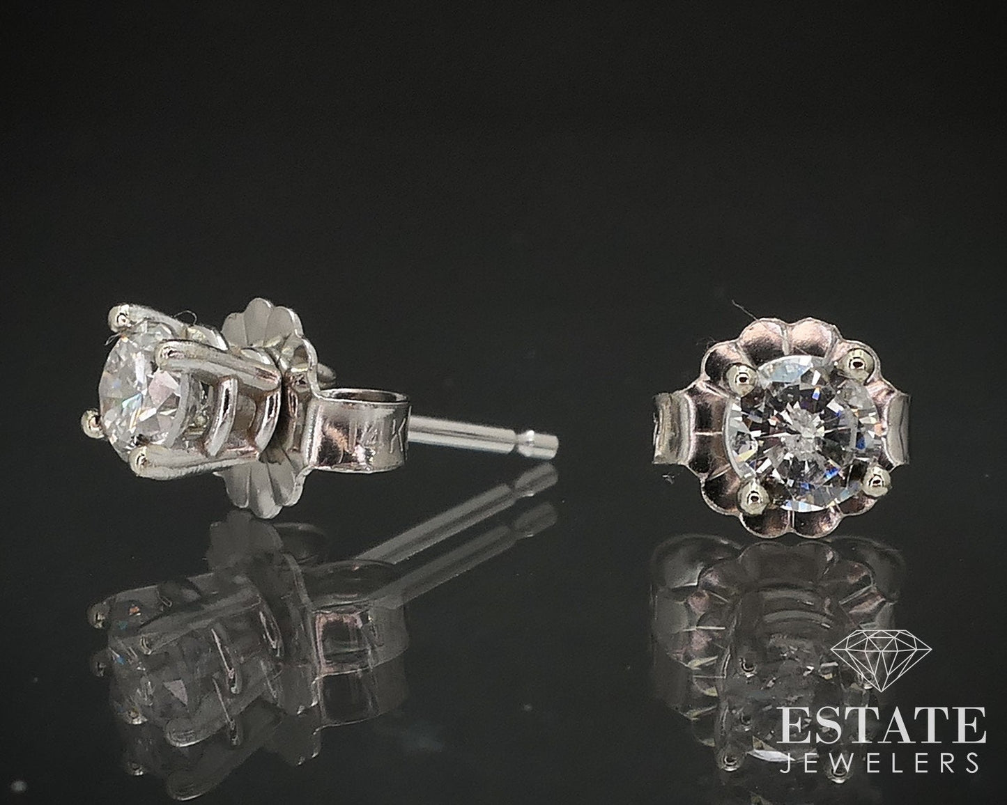 14k White Gold Round .30ctw Natural Diamond Stud Earrings i17439