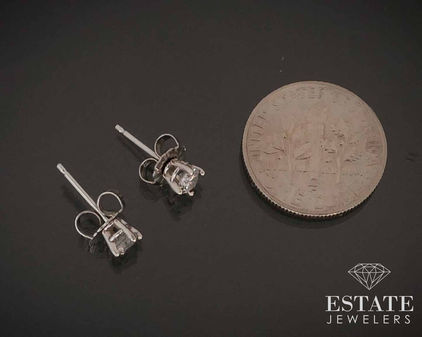 14k White Gold Round .30ctw Natural Diamond Stud Earrings i17439