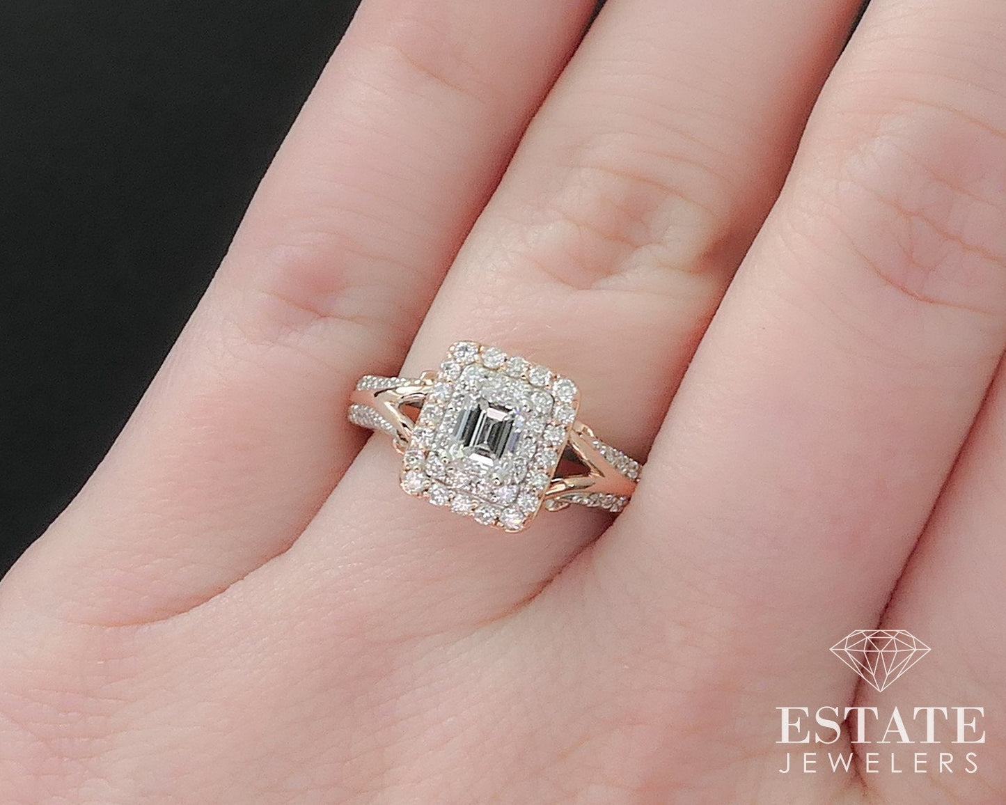 14k Two Tone Gold Emerald Natural .84ctw Diamond Engagement Ring 5.6g i17445