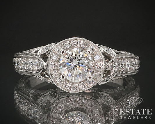 14K White Gold Natural .80ctw Diamond Neil Lane Halo Engagement Ring 4.2g i17441