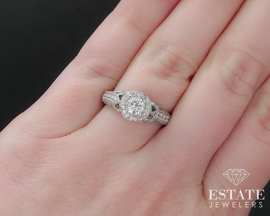 14K White Gold Natural .80ctw Diamond Neil Lane Halo Engagement Ring 4.2g i17441