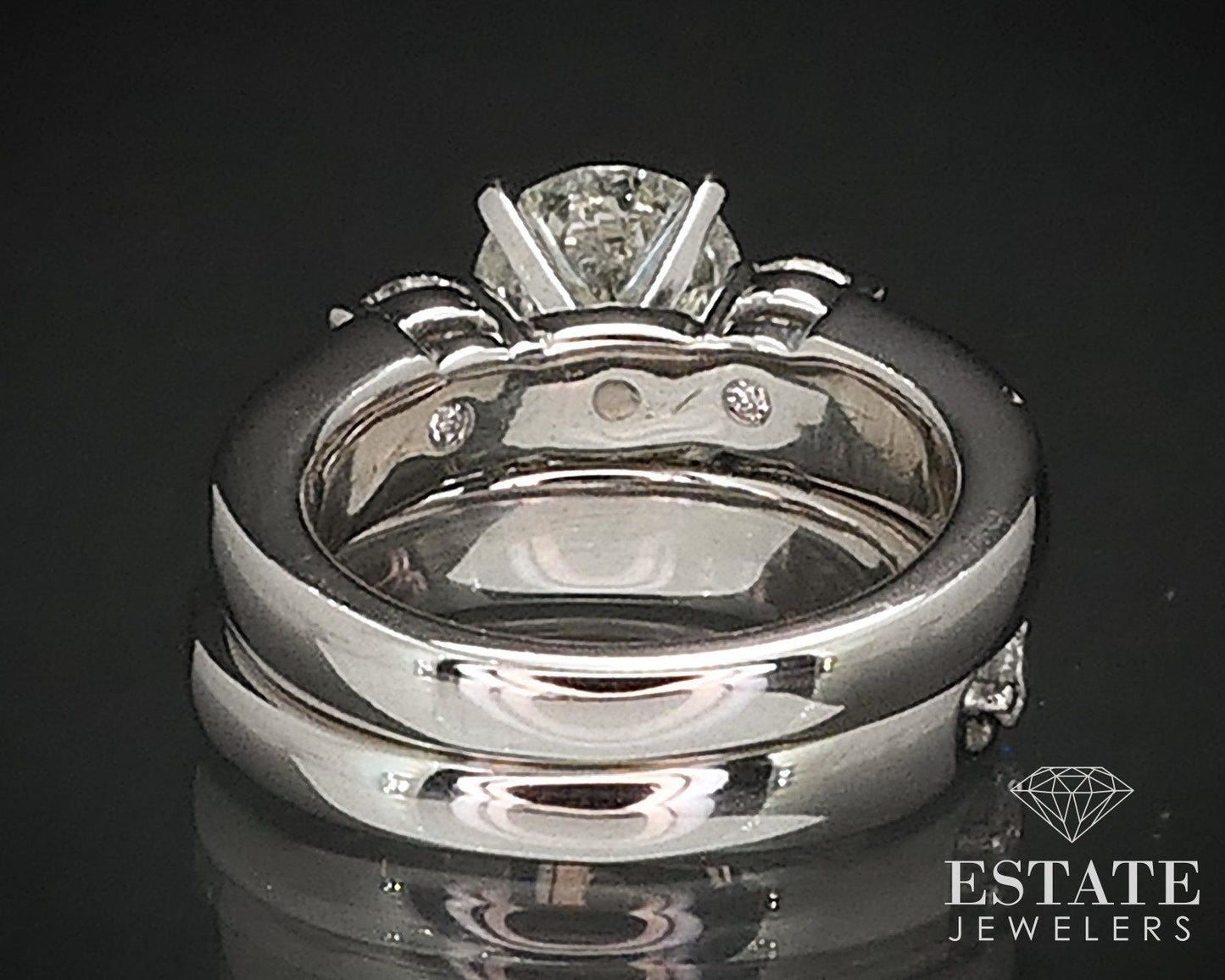 14k White Gold Round Natural 2.98ctw Diamond Wedding Set 15.7g i17446