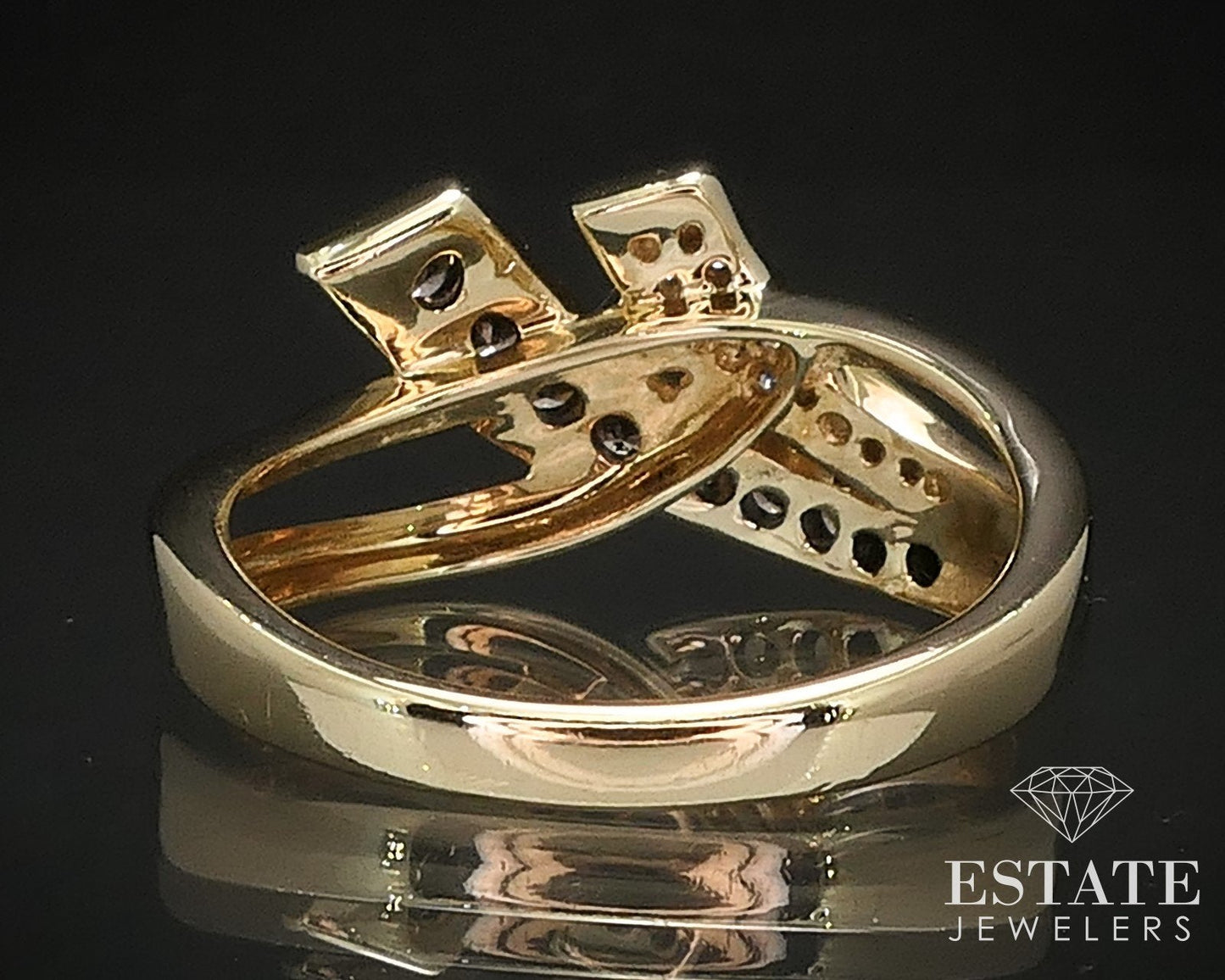 14K Honey Gold LeVian .25ctw Chocolatier Diamond Crossover Band Ring 3.9g i17495