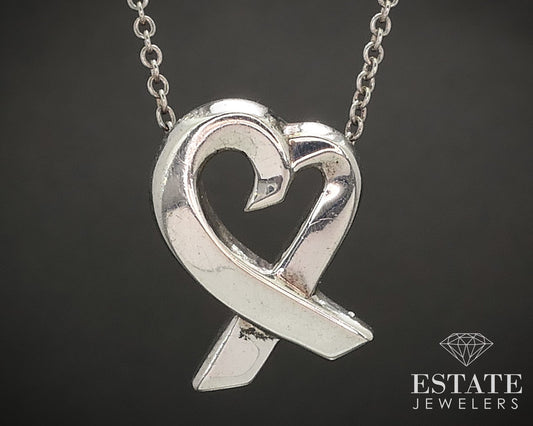Sterling Paloma Picasso Tiffany & Co Loving Heart Necklace 2.9g 16"L i17494