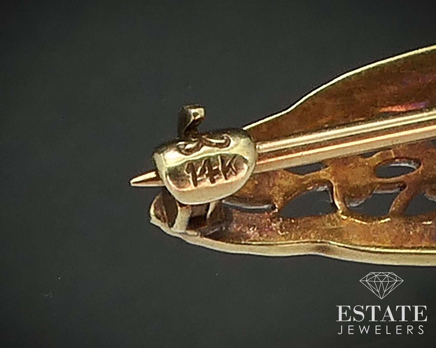 Antique Victorian 14K Yellow Gold Sapphire Filigree Bar Pin Brooch 1.3g i17489