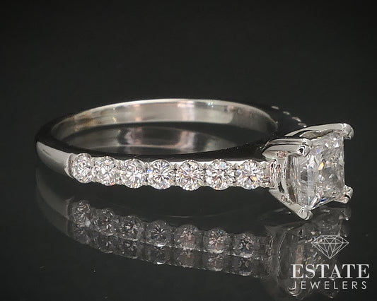 14k White Gold Princess Natural 1.17ctw Diamond Engagement Ring 3.6g i17511