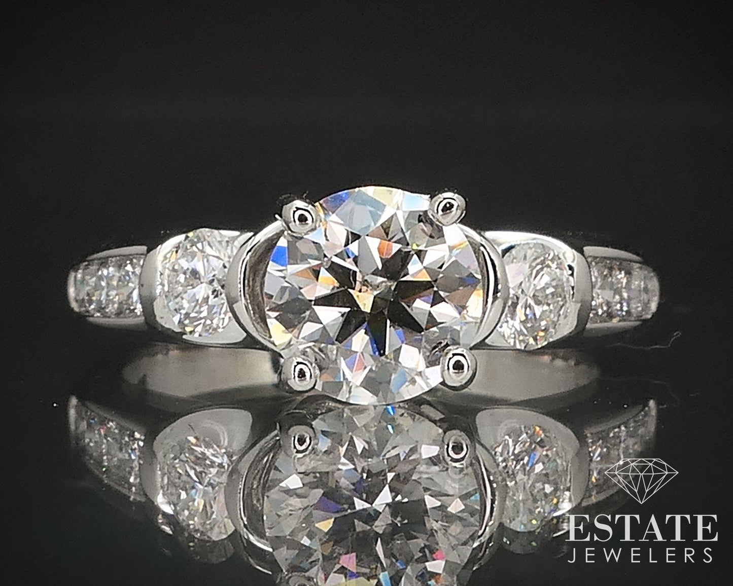 14k White Gold Transitional Natural 1.03ct Diamond Engagement Ring 3.8g i17509