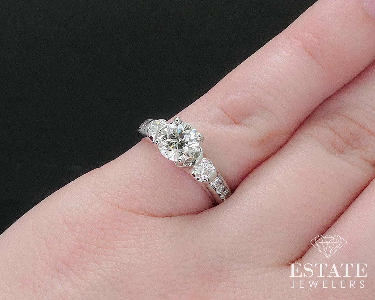 14k White Gold Transitional Natural 1.03ct Diamond Engagement Ring 3.8g i17509