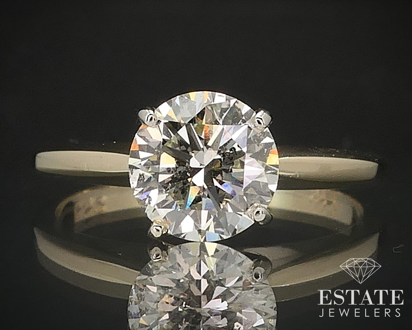 14k Yellow Gold Round Natural .90ct Diamond Solitaire Ring 1.9g i17533b
