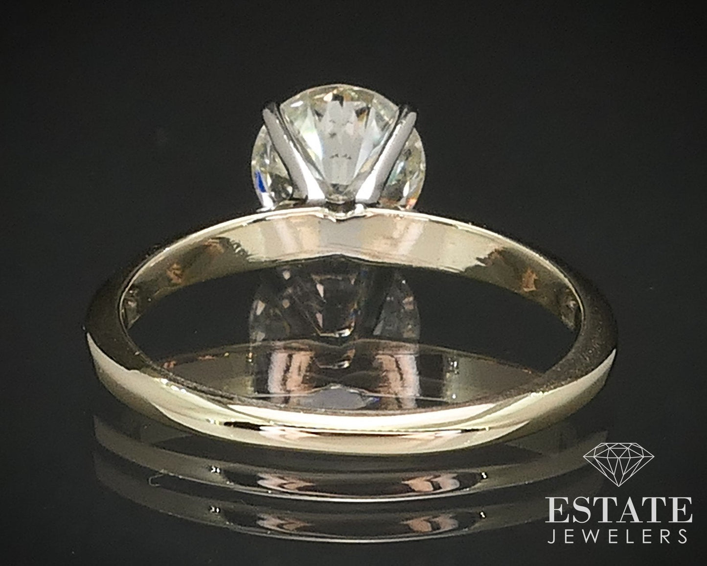 14k Yellow Gold Round Natural .90ct Diamond Solitaire Ring 1.9g i17533b