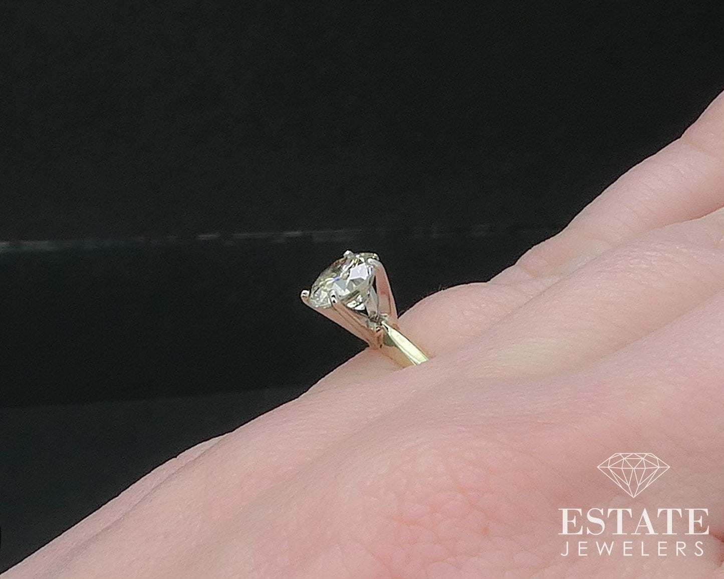 14k Yellow Gold Round Natural .90ct Diamond Solitaire Ring 1.9g i17533b