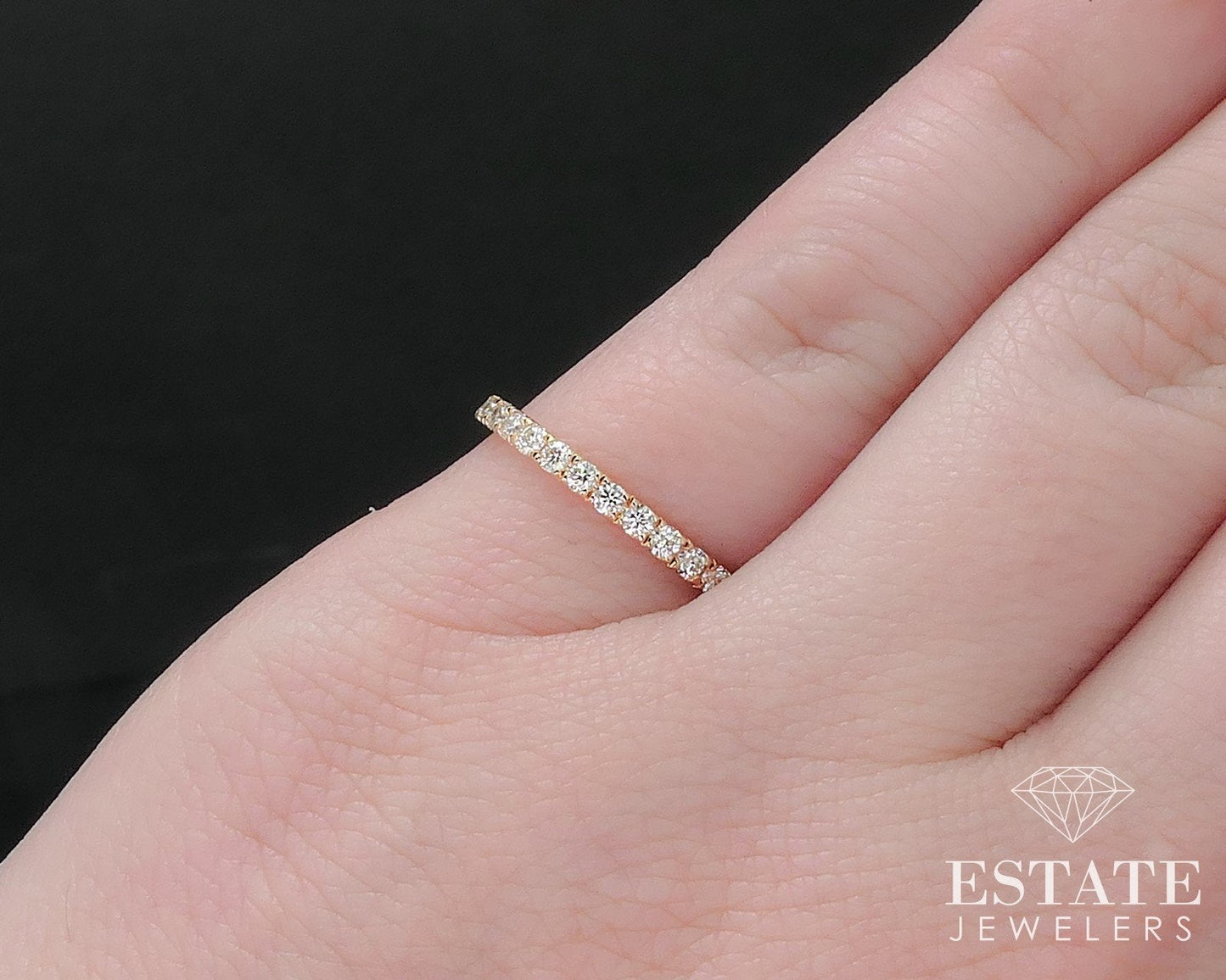 18k Rose Gold Natural .35ctw Diamond Hearts on Fire Wedding Band 1.4g i17539