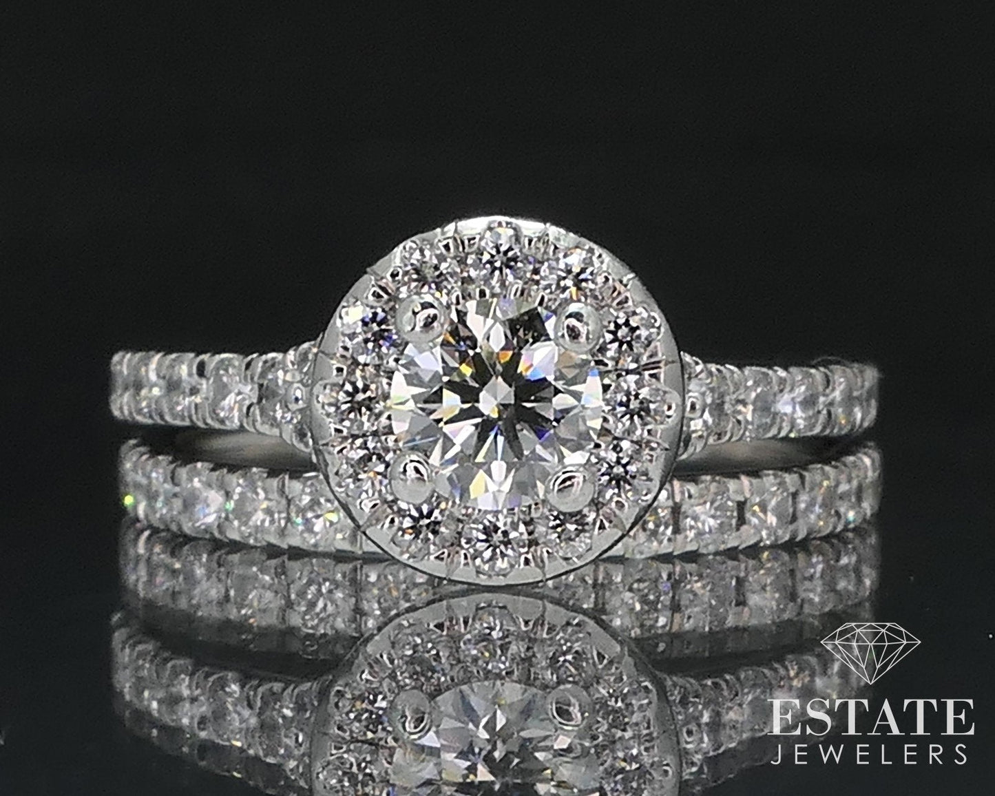 Platinum Natural 1.03ctw Diamond Hearts on Fire Wedding Set 5.9g i17538