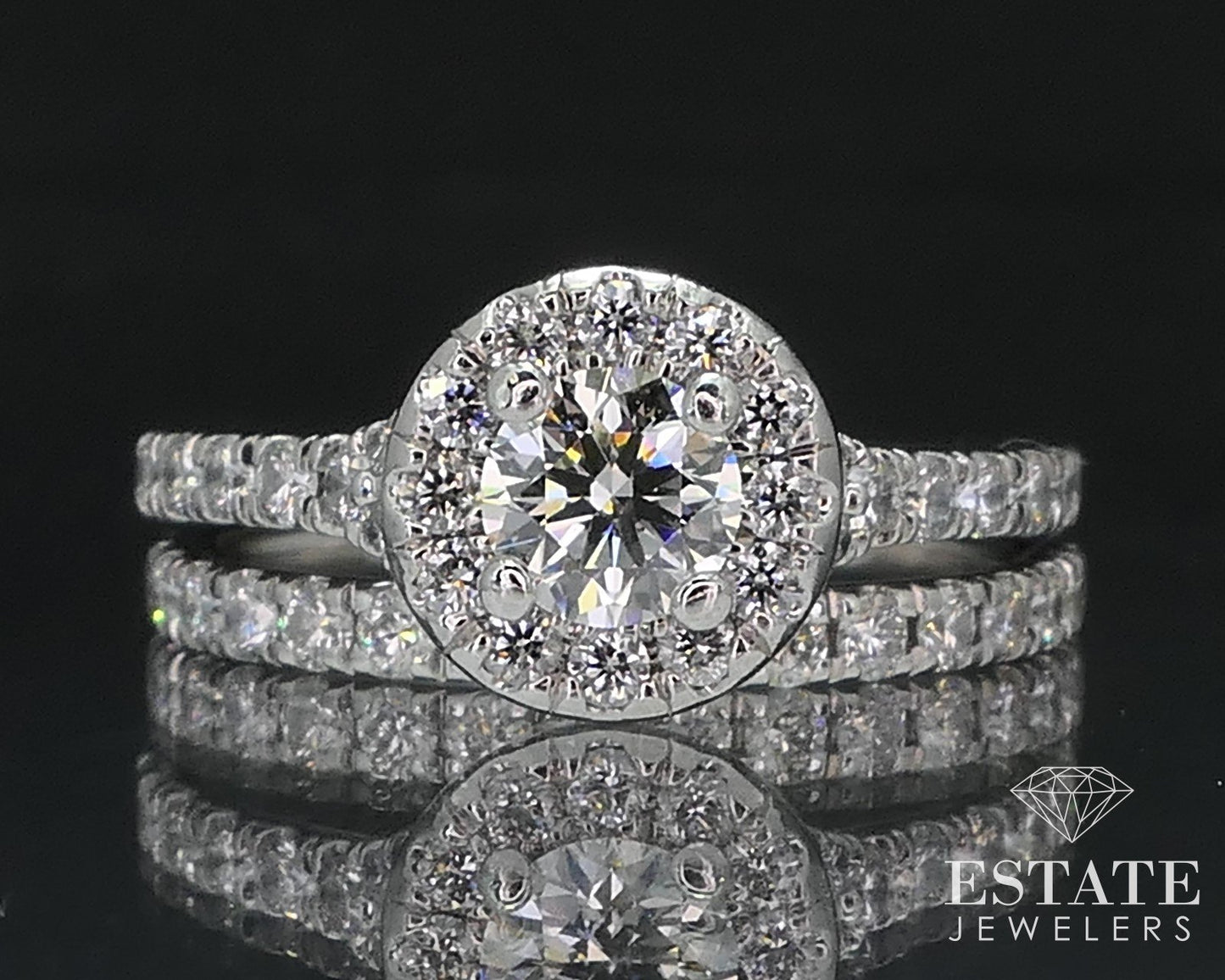 Platinum Natural 1.03ctw Diamond Hearts on Fire Wedding Set 5.9g i17538