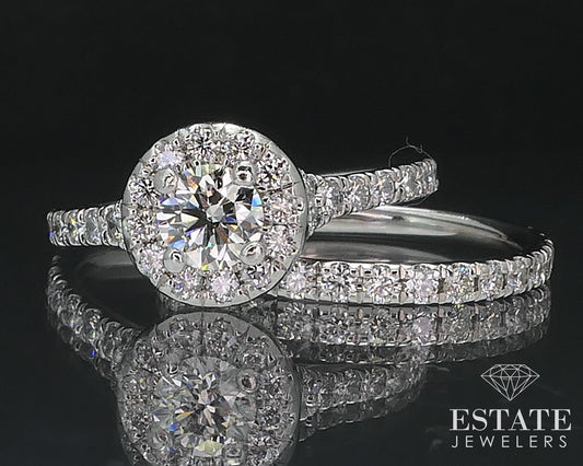 Platinum Natural 1.03ctw Diamond Hearts on Fire Wedding Set 5.9g i17538