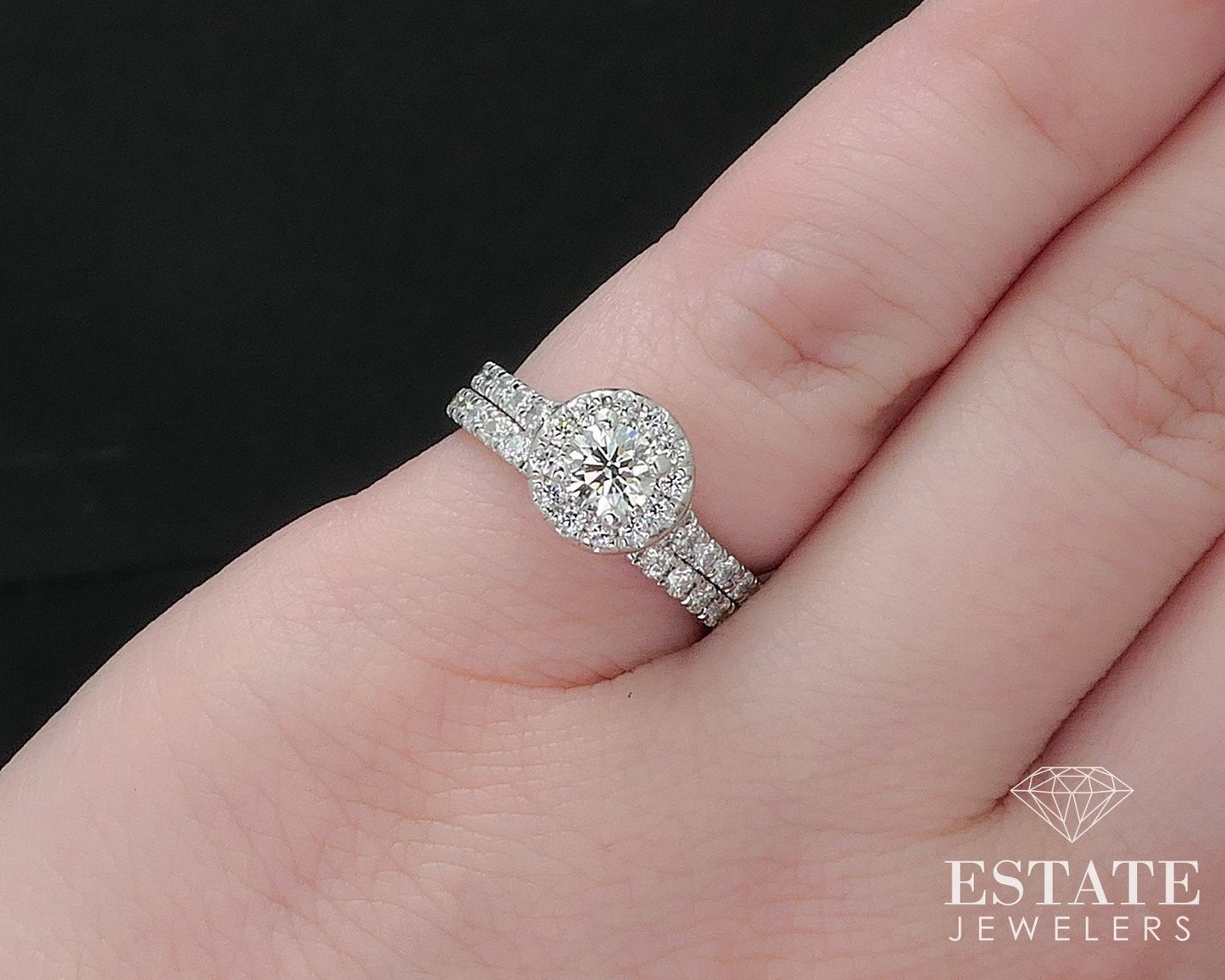 Platinum Natural 1.03ctw Diamond Hearts on Fire Wedding Set 5.9g i17538