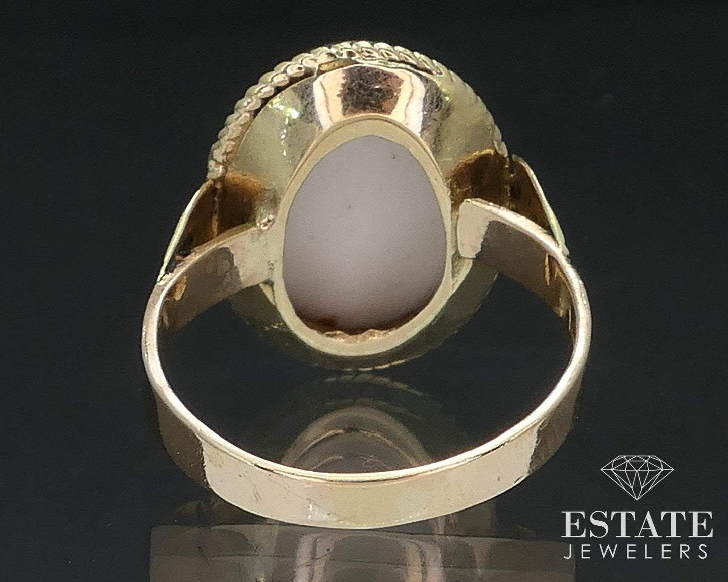 Antique Victorian 14k Yellow Gold Painted Portrait Ladies Ring 3.4g i17548