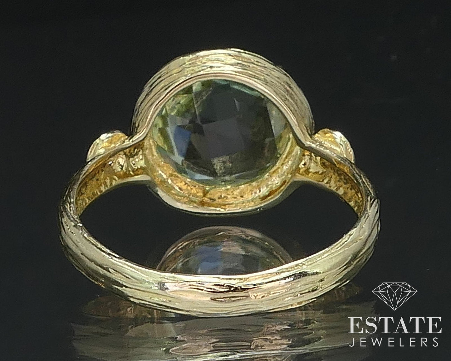 14k Yellow Gold Natural Prasiolite & Diamond I. Reiss Ladies Ring 3.5g i17541