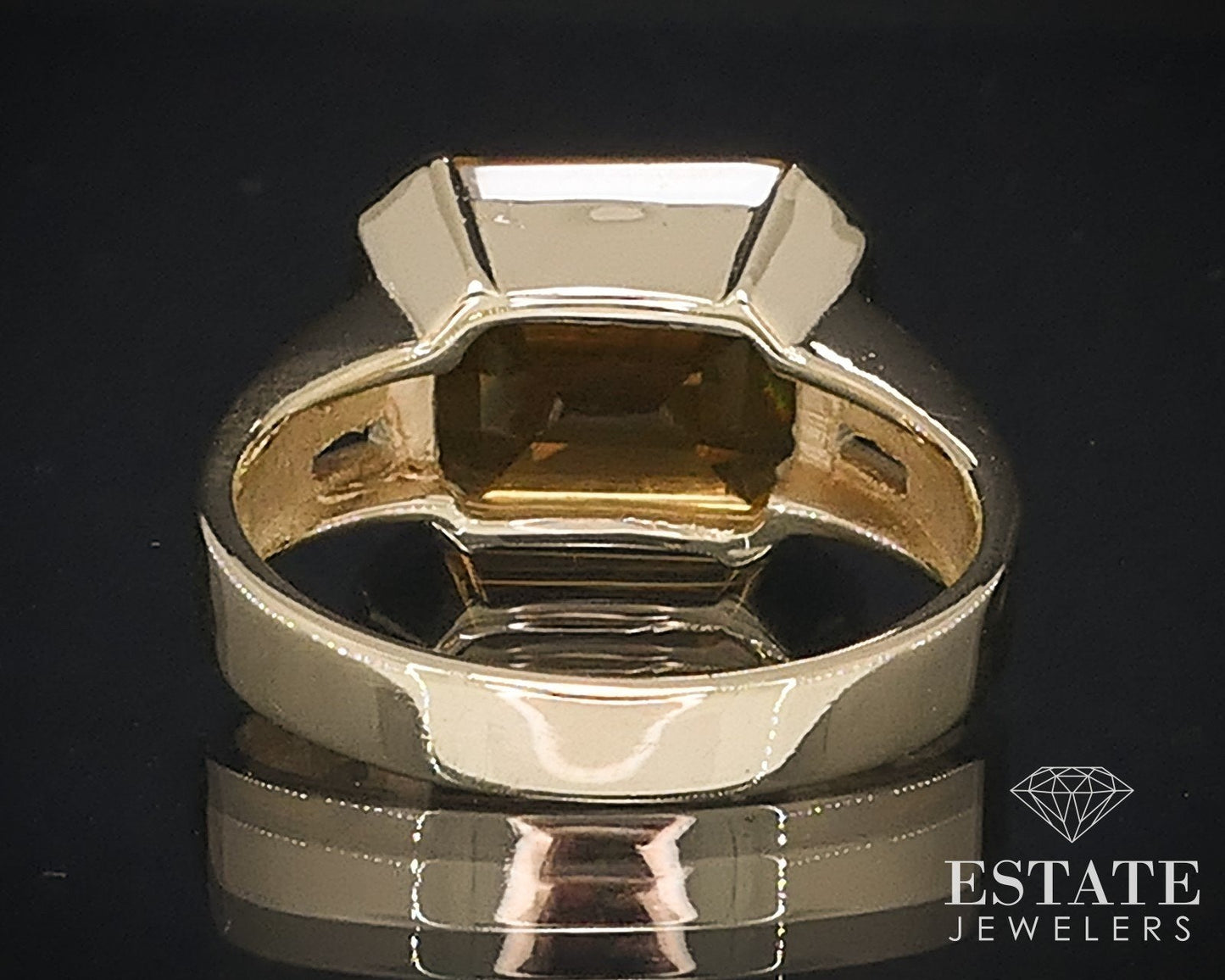 14k Yellow Gold Emerald Cut Natural 5.9ct Citrine Solitaire Ring 6g i17622