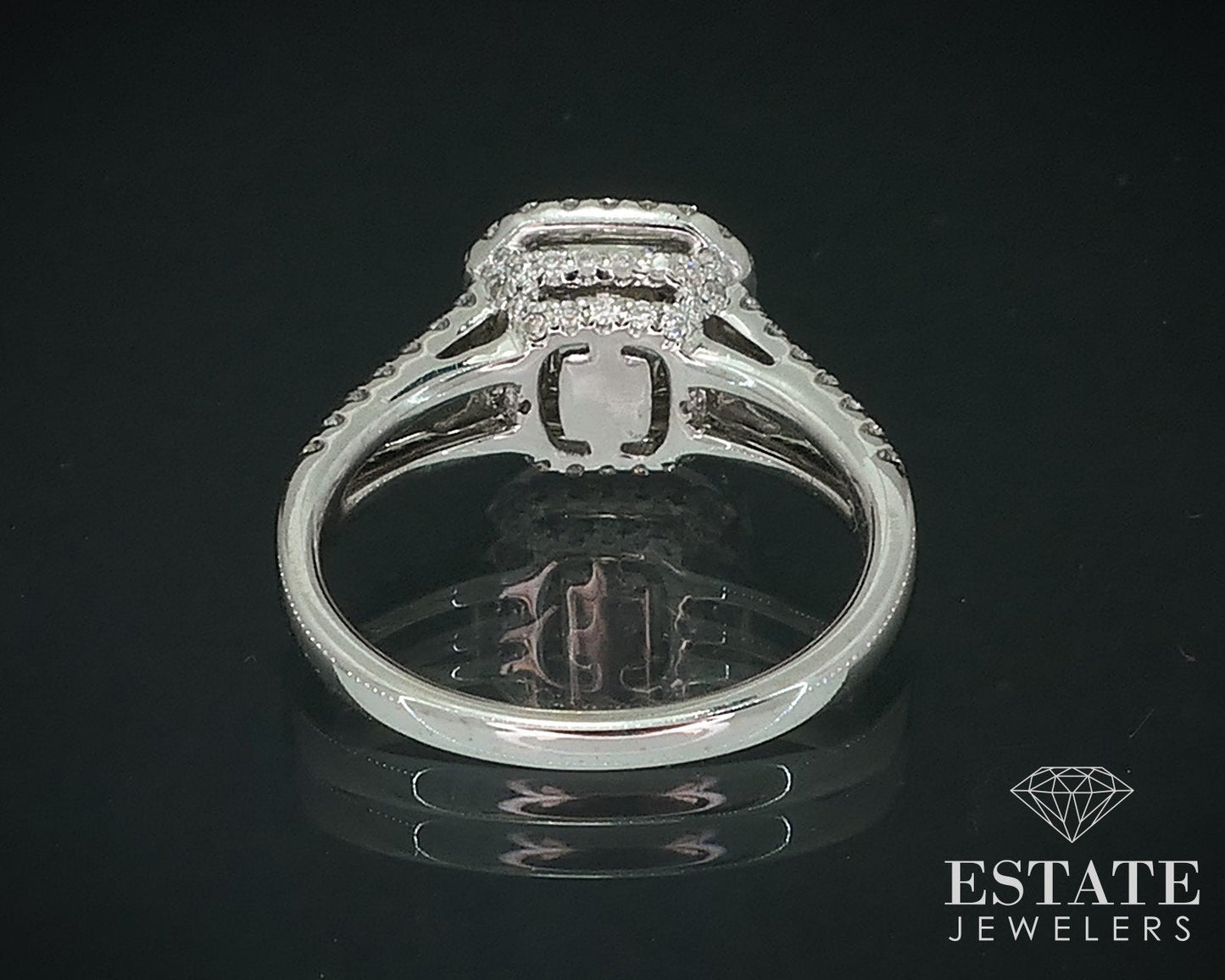 18k White Gold Princess Natural 1.50ctw Diamond Halo Engagement Ring 4.8g i17632