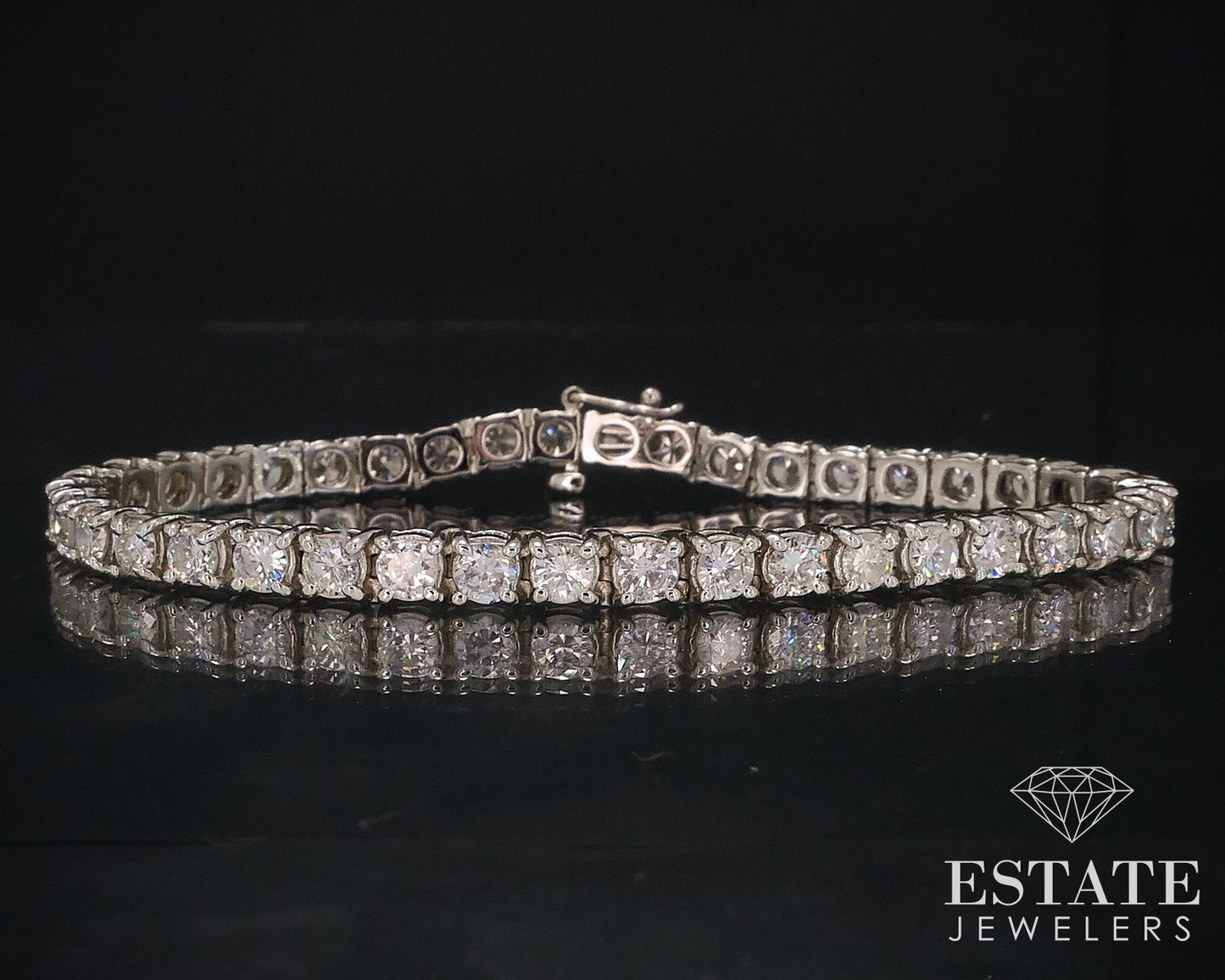 14k White Gold Round Natural 6ctw Diamond Tennis Bracelet 7.5"L 16.7g i17626