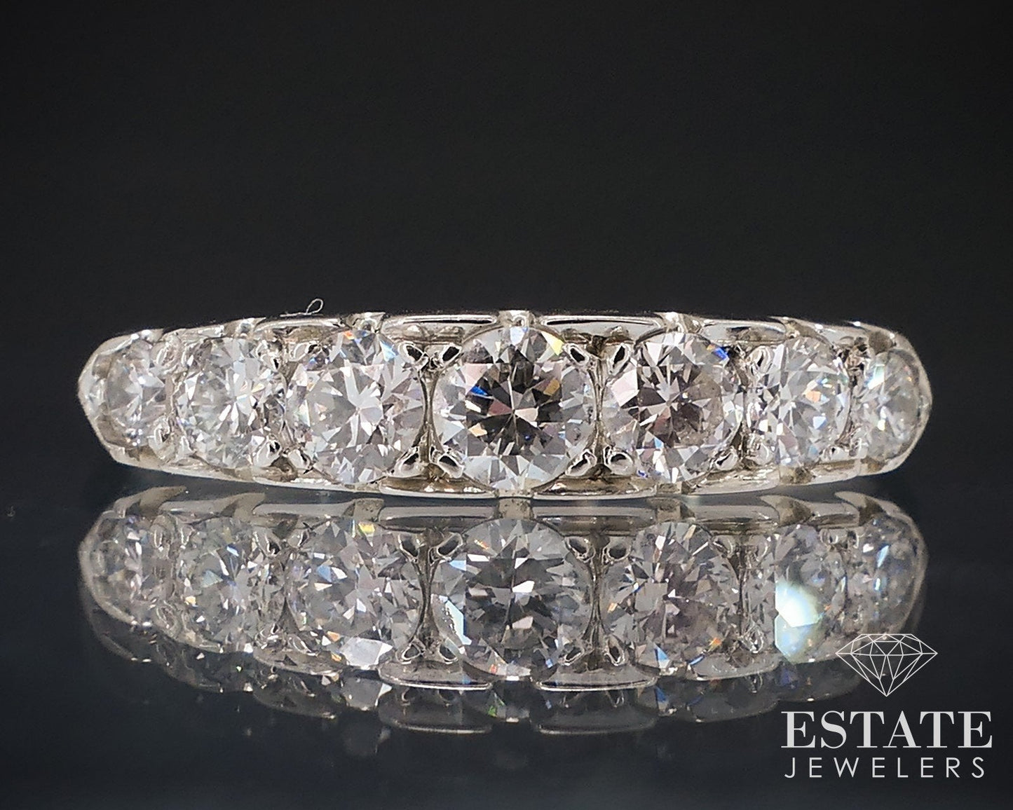 Vintage 18k White Gold Natural .30ctw Diamond Ladies Wedding Band 2.1g i17621