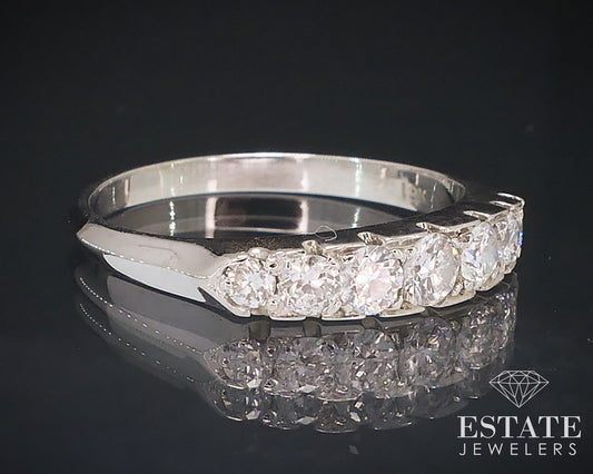 Vintage 18k White Gold Natural .30ctw Diamond Ladies Wedding Band 2.1g i17621