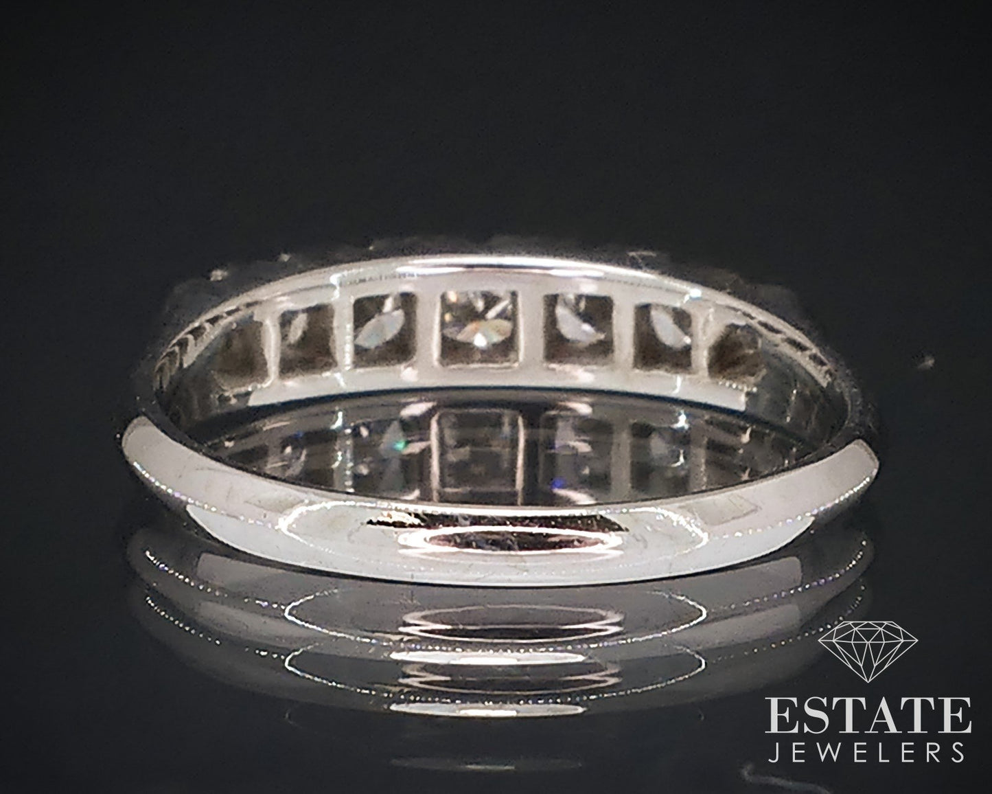 Vintage 18k White Gold Natural .30ctw Diamond Ladies Wedding Band 2.1g i17621