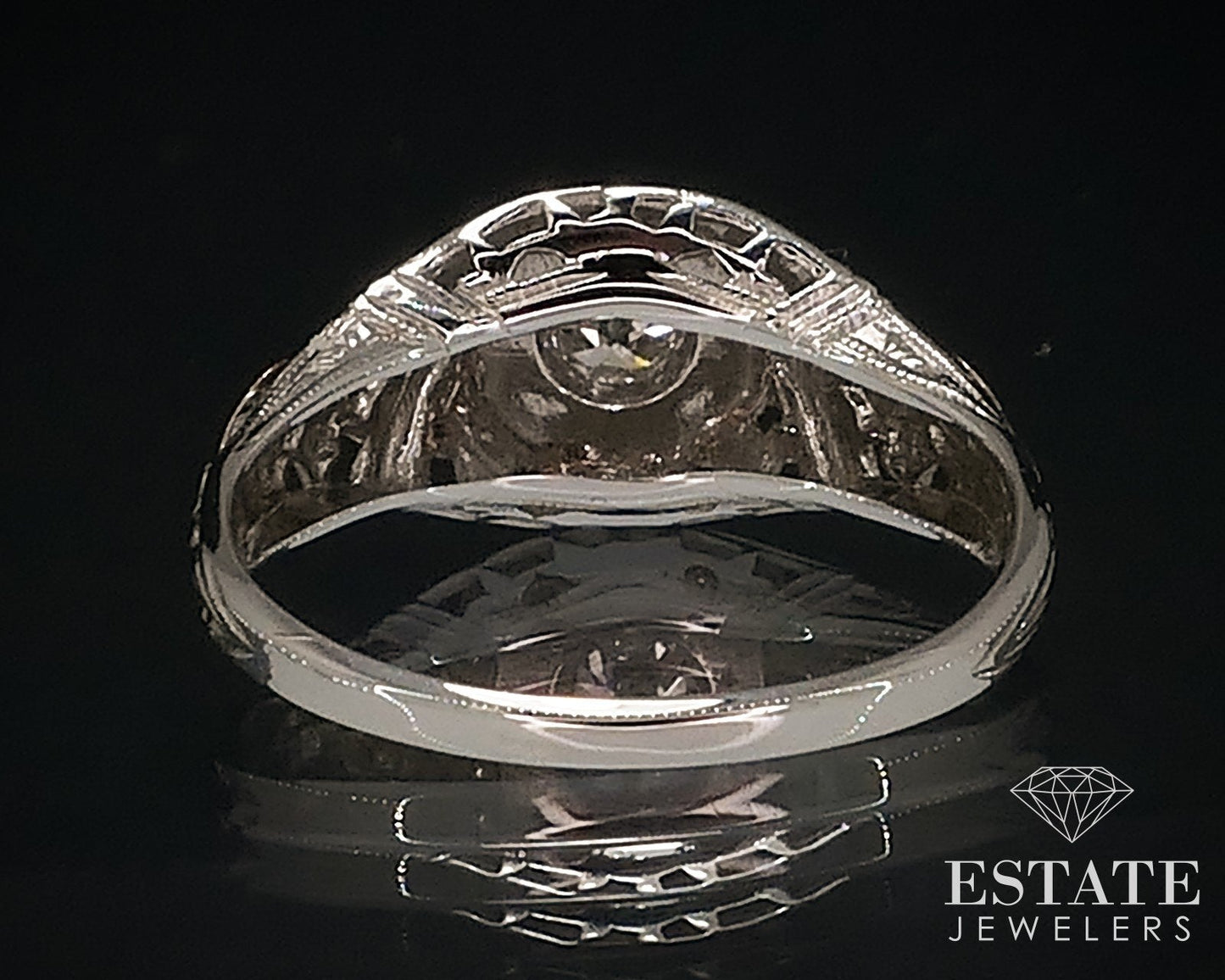 Antique 18k Tri Colored Gold European .12ct Diamond Filigree Ring 2.5g i17619