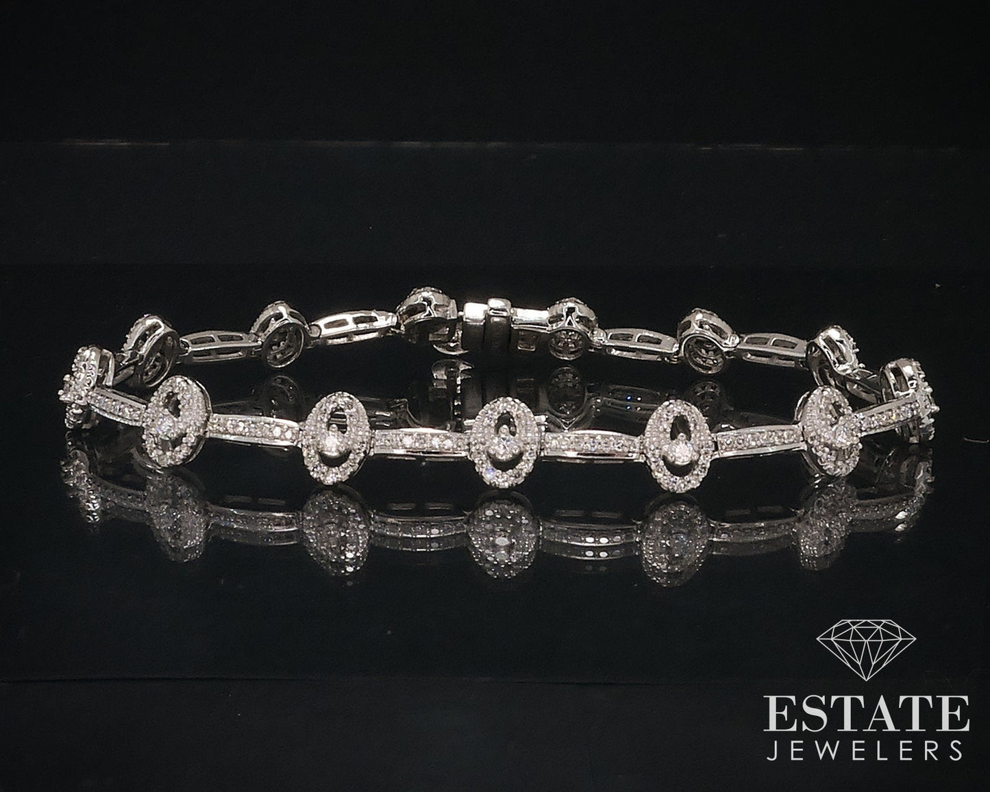14k White Gold Natural 1.50ctw Diamond Link Tennis Bracelet 10.8g 7"L i17620