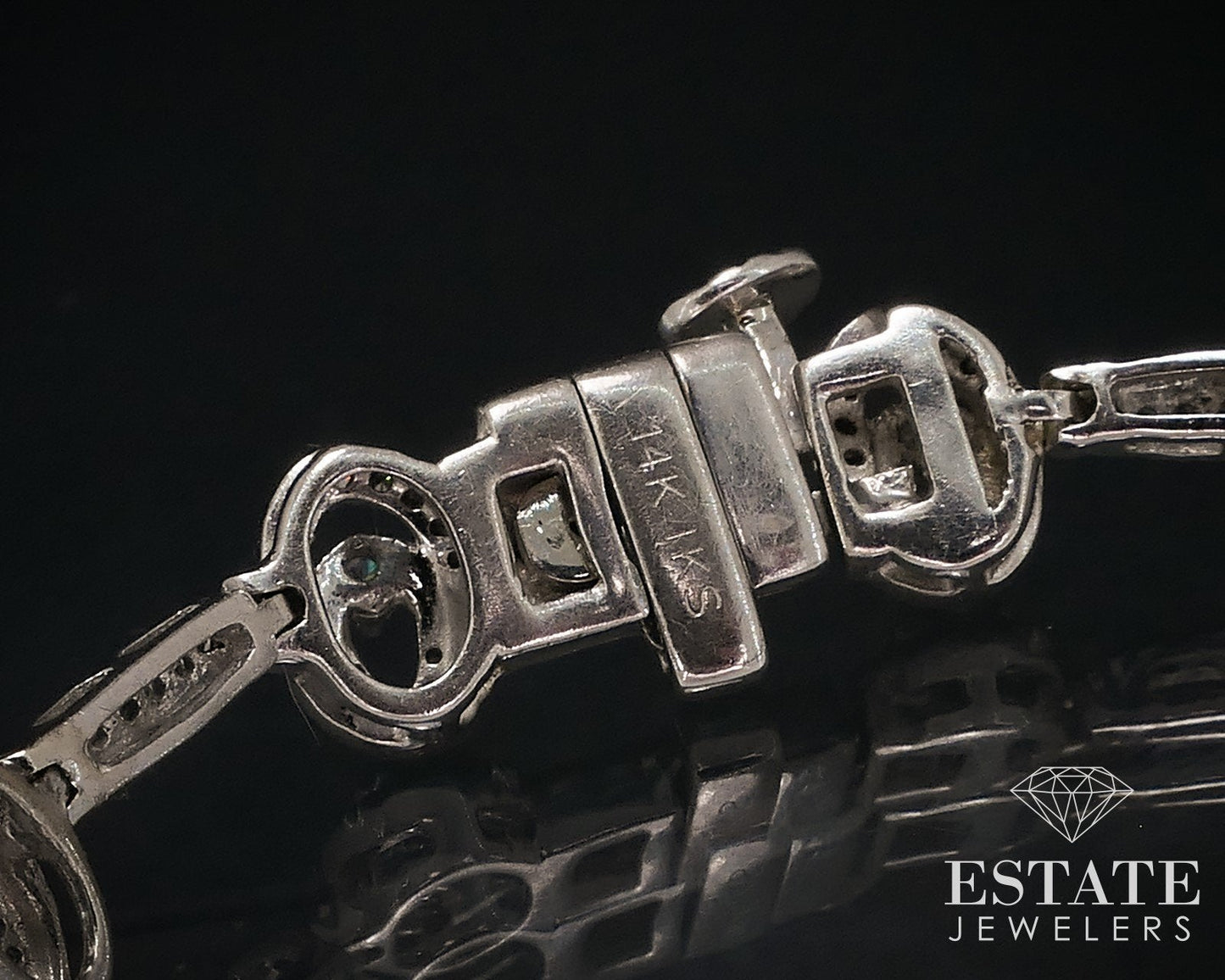 14k White Gold Natural 1.50ctw Diamond Link Tennis Bracelet 10.8g 7"L i17620