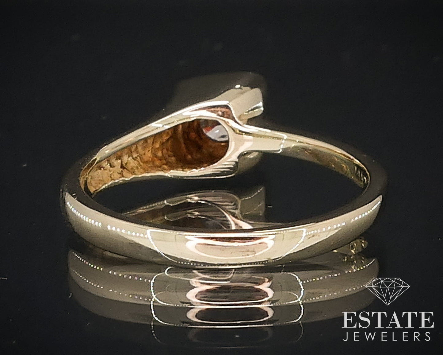 Modernist 14k Yellow Gold Round Natural .10ct Diamond Solitaire Ring 3.3g i17611