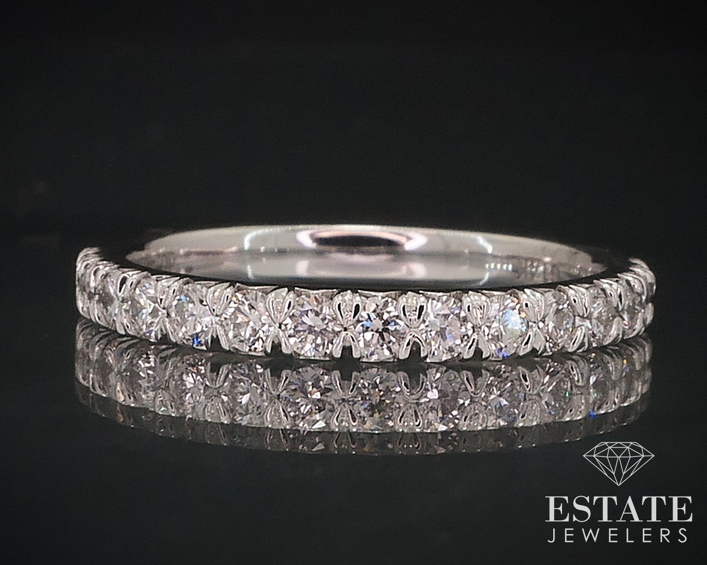 14k White Gold 2.2mm Natural .47ctw Diamond Ladies Wedding Band 2.3g i17650