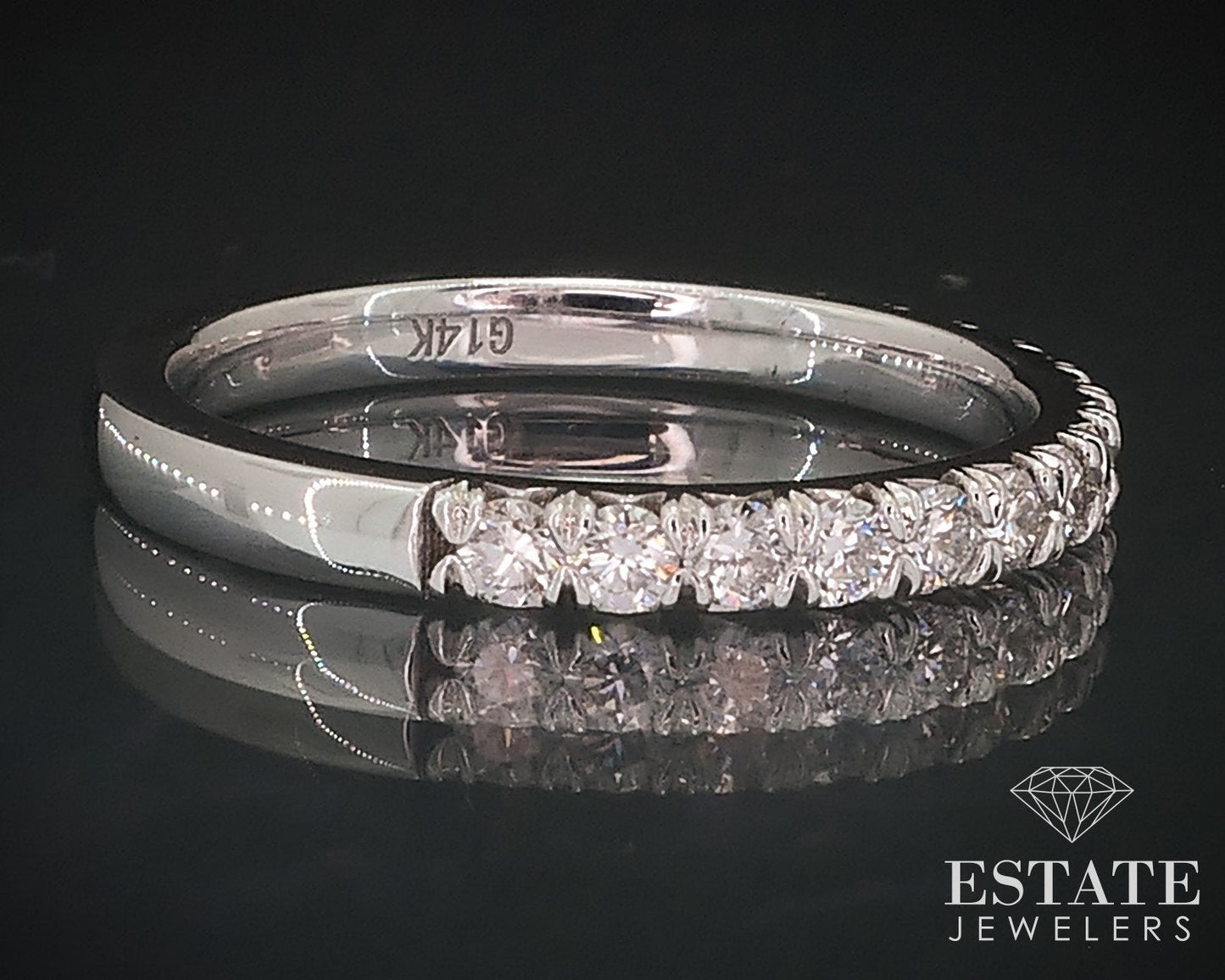 14k White Gold 2.2mm Natural .47ctw Diamond Ladies Wedding Band 2.3g i17650