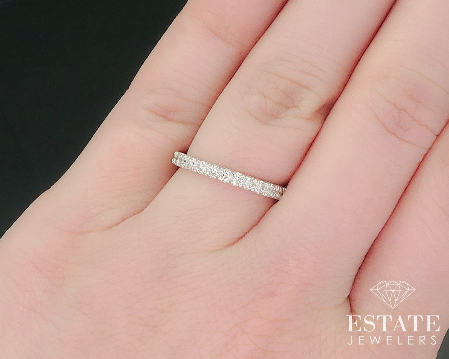 14k White Gold 2.2mm Natural .47ctw Diamond Ladies Wedding Band 2.3g i17650