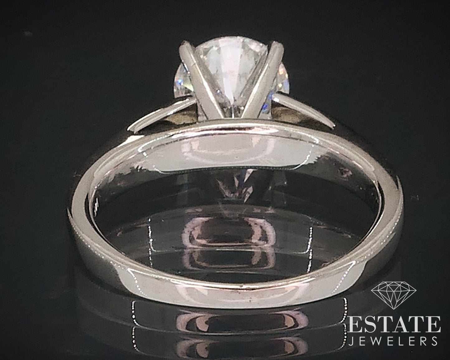 14k Platinum Round Natural 1.50ct Diamond Solitaire Engagement Ring 4.3g i17636