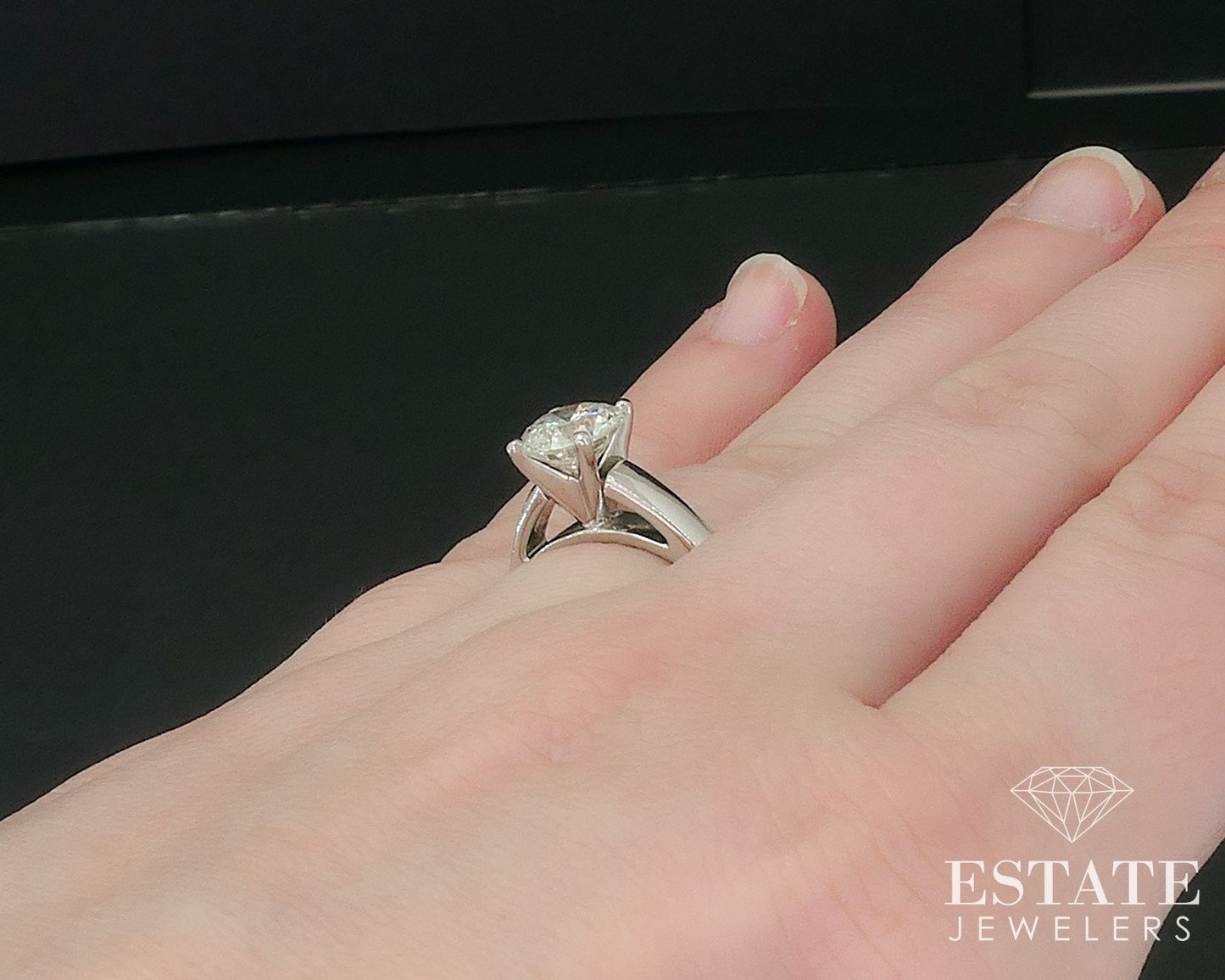 14k Platinum Round Natural 1.50ct Diamond Solitaire Engagement Ring 4.3g i17636