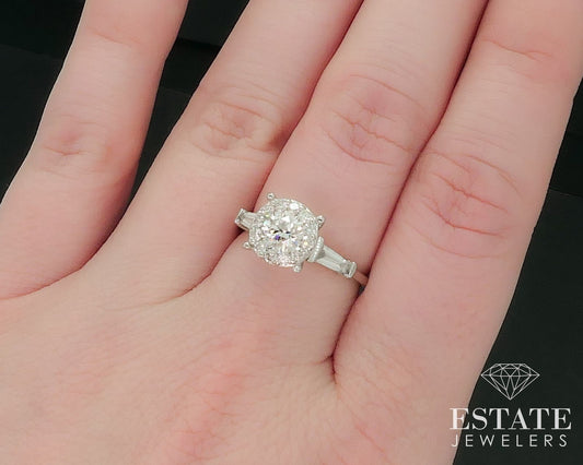 Platinum Round Cut Natural 1.00ctw Diamond Halo Engagement Ring 5.8g i17635