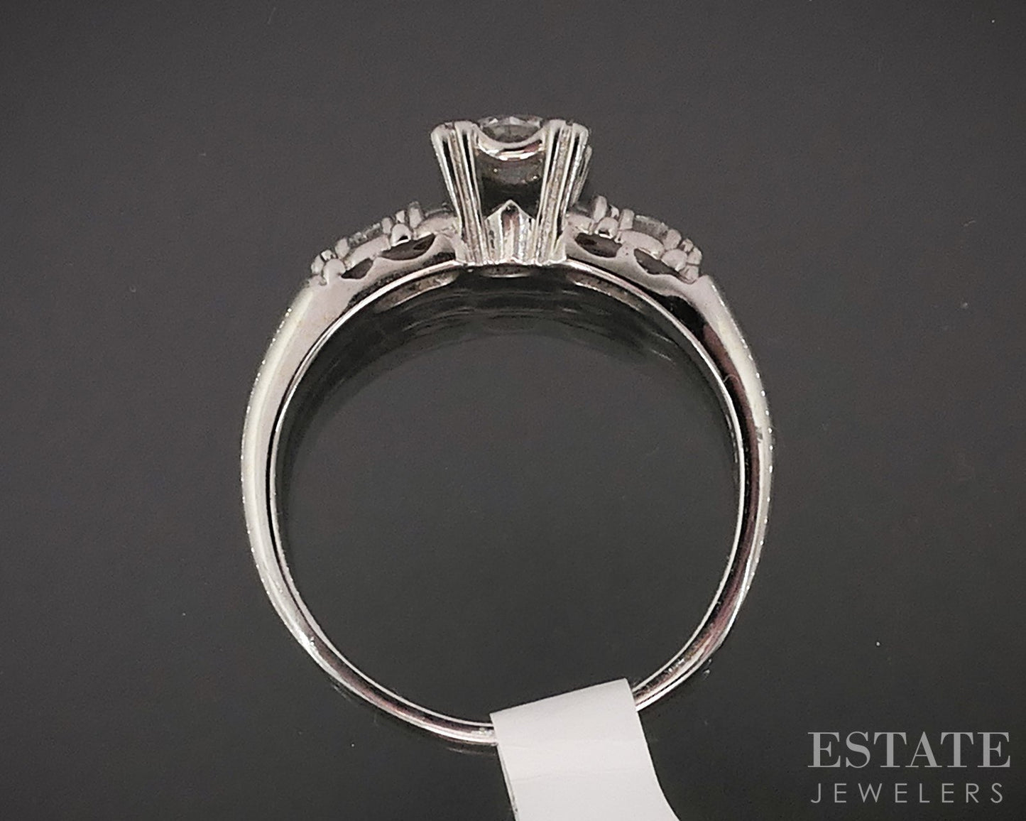 Vintage 14k White Gold Natural .37ctw Diamond Engagement Ring 3.4g i17679